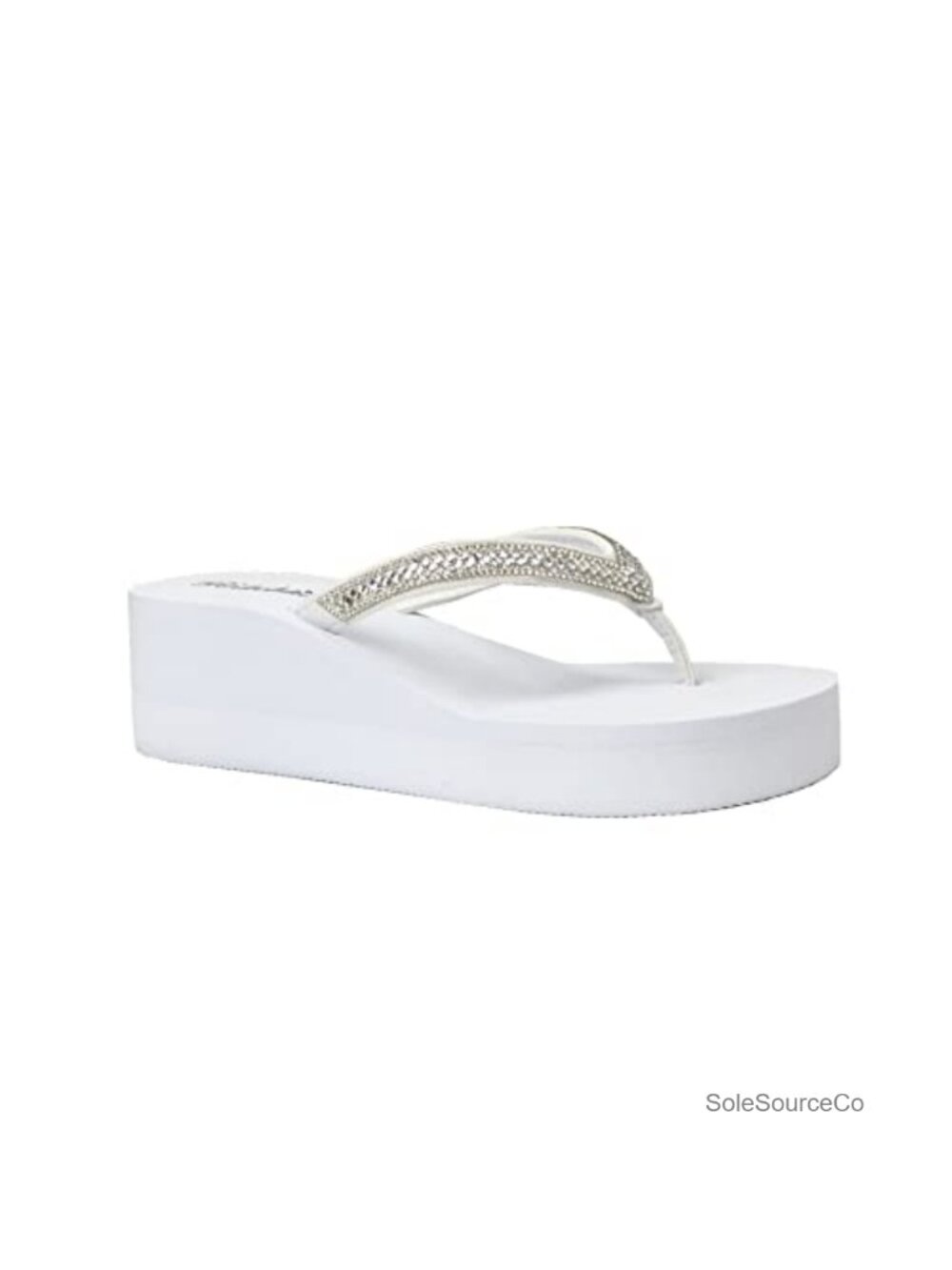 Rhinestone Wedge Sandals T-Strap Platform Flip Flops